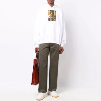 FW21 Pattern Alphabet Printing Drawstring Pullover Version White