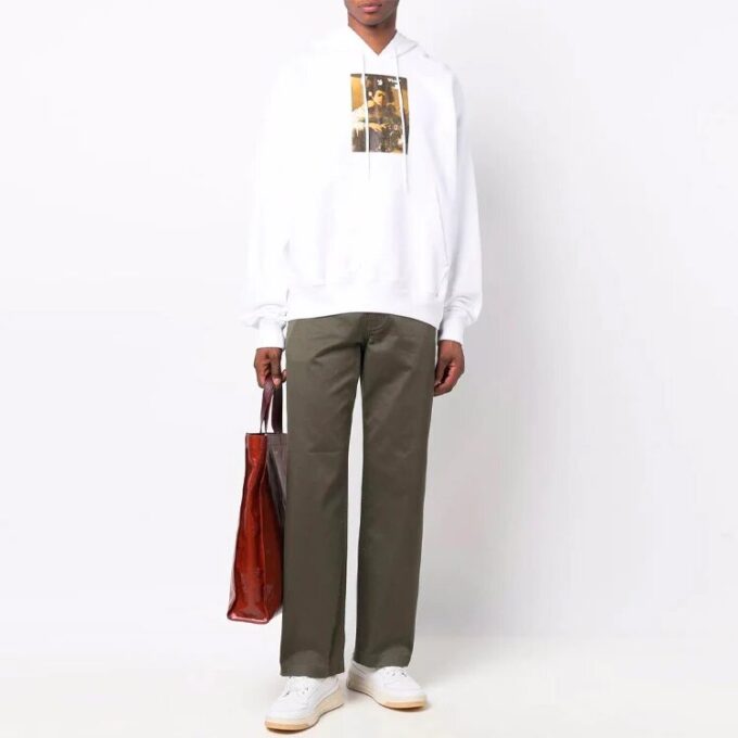 FW21 Pattern Alphabet Printing Drawstring Pullover Version White