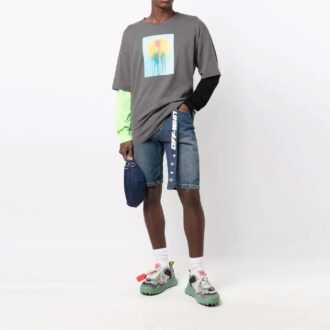 FW21 Pattern Printing Long Sleeves Gray T-Shirt