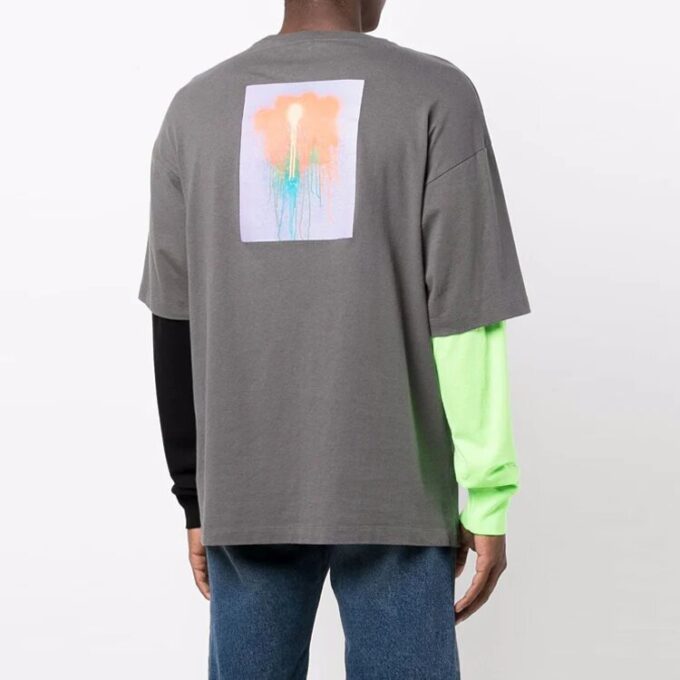 FW21 Pattern Printing Long Sleeves Gray T-Shirt