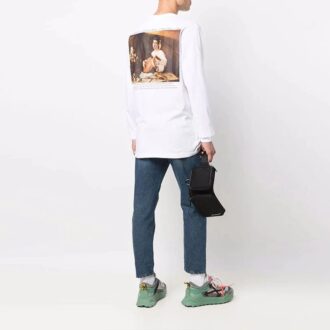 FW21 Pattern Printing Round Neck Pullover Long Sleeves Version White
