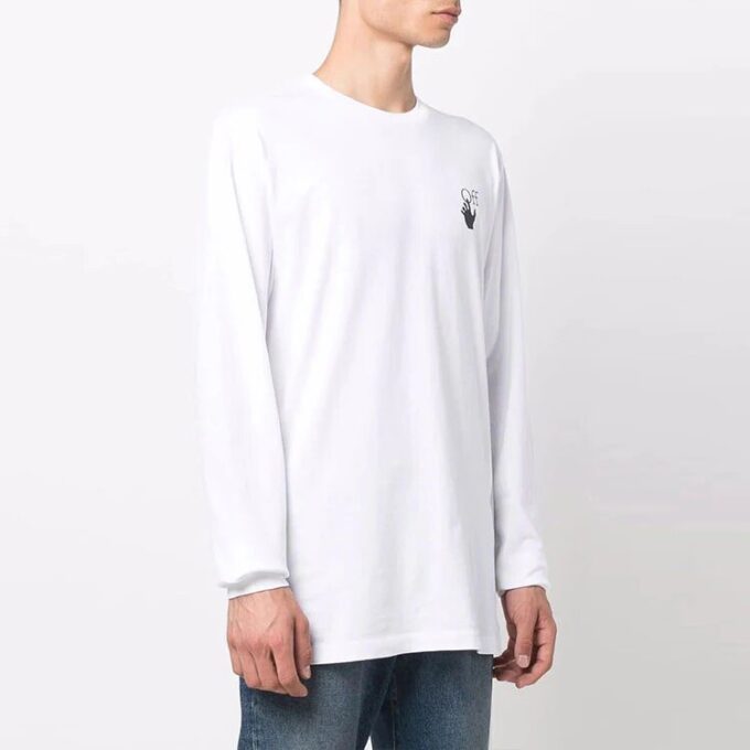 FW21 Pattern Printing Round Neck Pullover Long Sleeves Version White