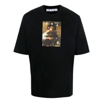 FW21 Pattern Printing Round Neck Short Sleeve Slim Fit Version Black