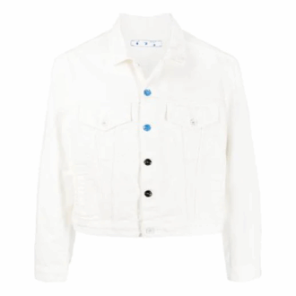FW21 Solid Color Button Straight Denim Jacket Version White FW21 Solid Color Button Straight Denim Jacket Version White