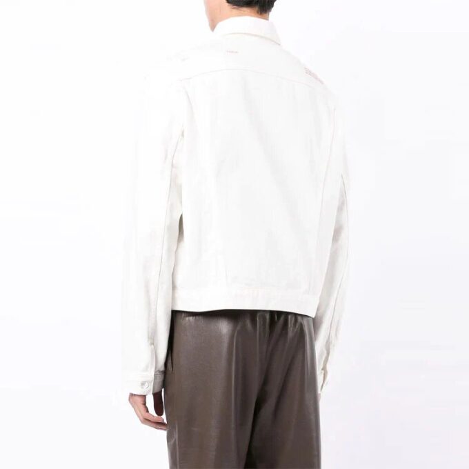 FW21 Solid Color Button Straight Denim Jacket Version White
