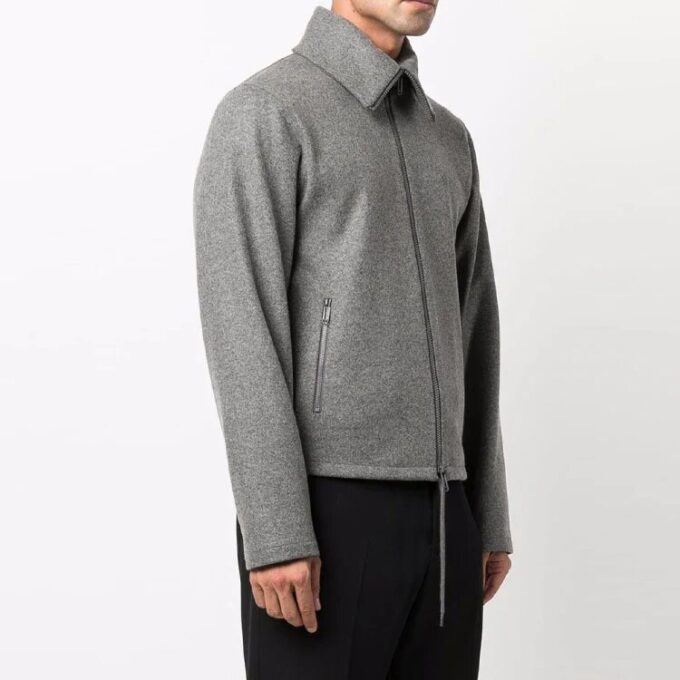FW21 Solid Color lapel Zipper Jacket Version Gray