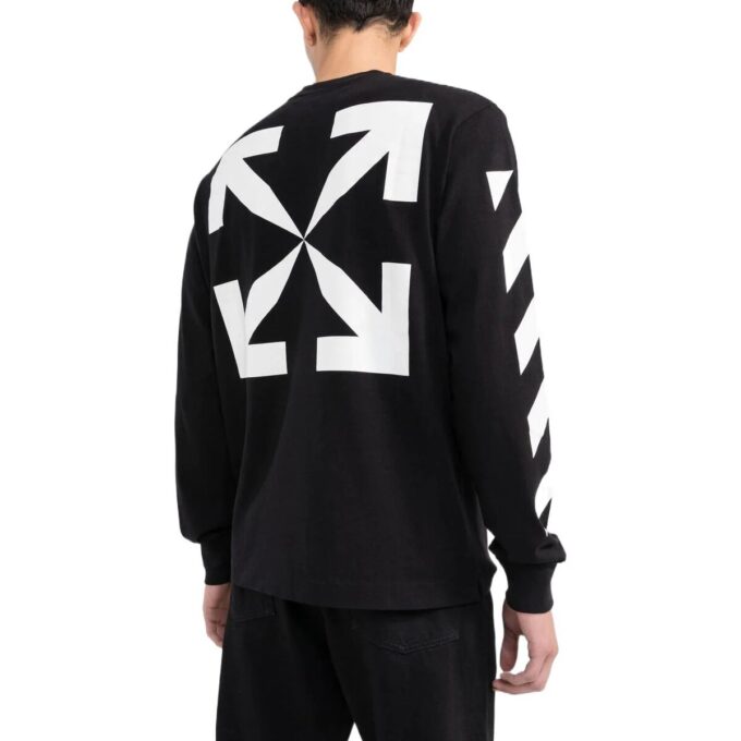 FW22 Arrow Stripe Printing Round Neck Pullover Long Sleeves Version Black