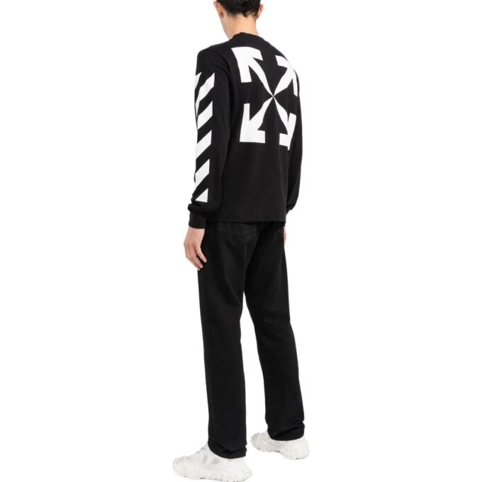 FW22 Arrow Stripe Printing Round Neck Pullover Long Sleeves Version Black
