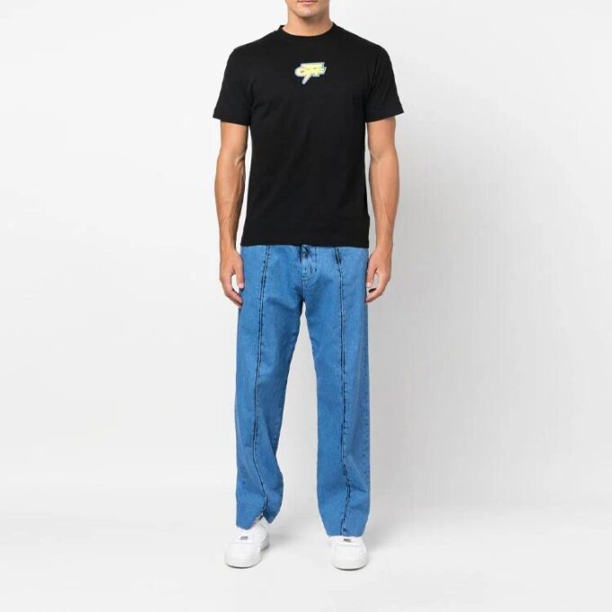 FW22 Back Logo Printing Round Neck Short Sleeve Slim Fit Version Black