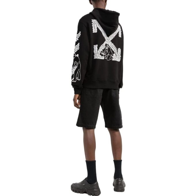 FW22 Logo Printing Drawstring hooded Long Sleeves Version Black