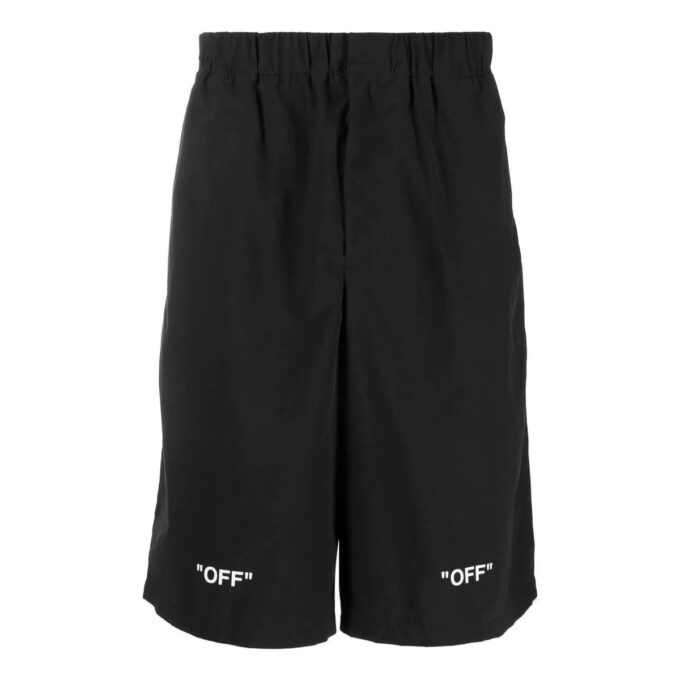 FW22 Solid Color Logo Printing Elastic Waistband Shorts Version Black
