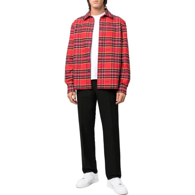 FW22 Stripe Lapel Long Sleeves Red Shirt