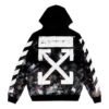 Galaxy Brush Graffiti Hooded Zip-up Fleece Men Black