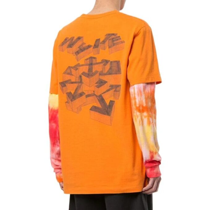 Geometry Arrow Logo Printing Round Neck Short Sleeve Orange