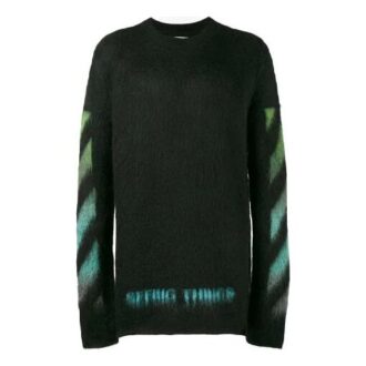 Gradient Alphabet Printing Loose Fit Blue Green