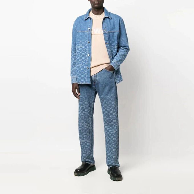 Gradient Denim Long Sleeves Shirt Blue