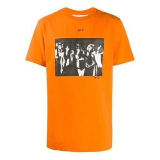 Graffiti Arrow Pattern Printing Short Sleeve Loose Fit Orange