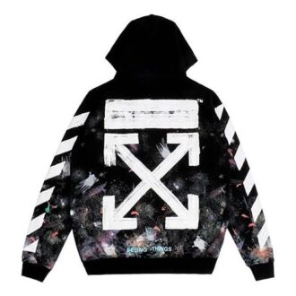 Graffiti Arrow Printing Zipper hooded Long Sleeves Ordinary Version Black