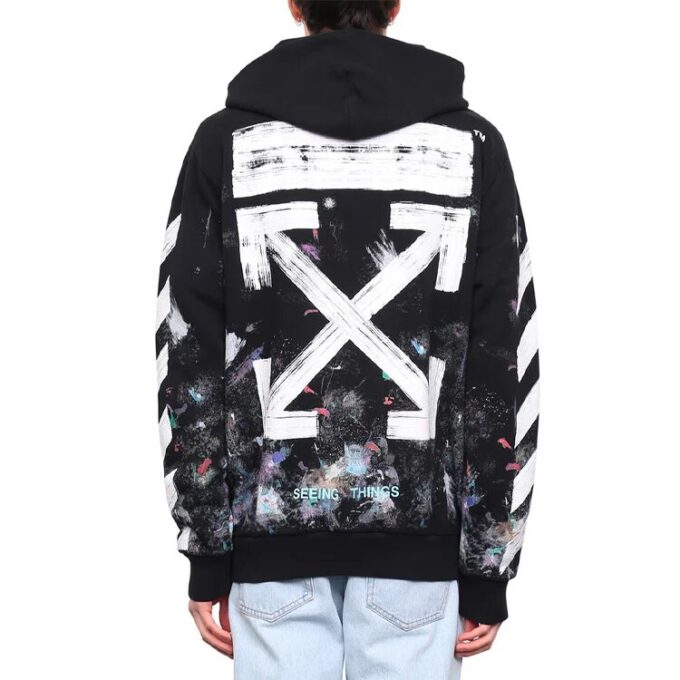 Graffiti Arrow Printing Zipper hooded Long Sleeves Ordinary Version Black