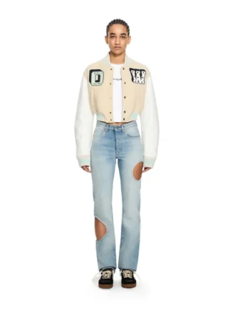 Graffiti Crop Varsity Jacket