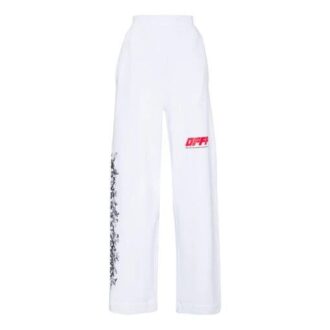 Graffiti Long Pants Unisex White