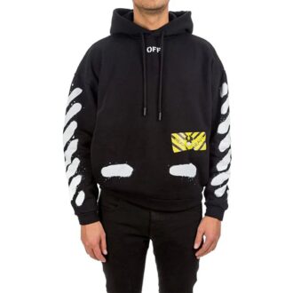 Graffiti Stripe Hoodec Fleece Men Black