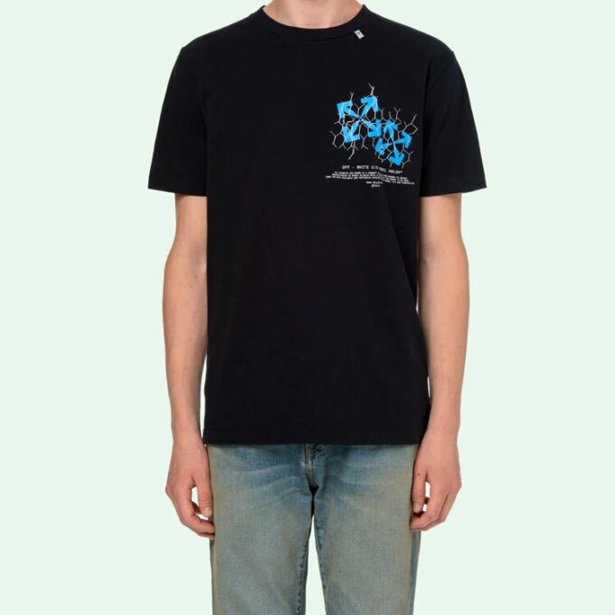 Green Fence Arrows T-Shirt Arrow Printing Short Sleeve Black