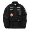 Half Zipper Pullover Long Sleeves Stand Collar Logo Jacket Version Black