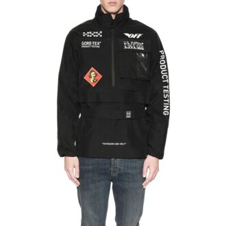 Half Zipper Pullover Long Sleeves Stand Collar Logo Jacket Version Black