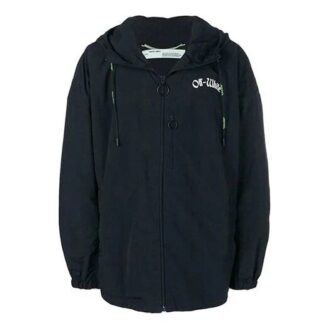 Impressionism Windbreaker Hooded Coat Men Black