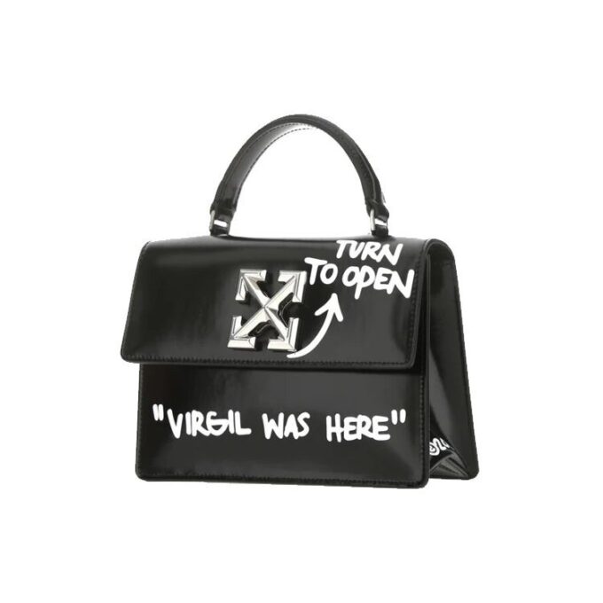Jitney 1.4 Series Metallic LOGO Cortex Virgil Graffiti Black Handbag