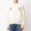 Knit Pattern aviator Solid Color Jacket Creamy White