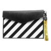 Leather Envelop Handhold Bag Unisex BlackWhite