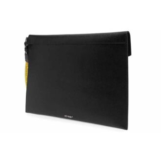Leather Envelop Handhold Bag Unisex BlackWhite