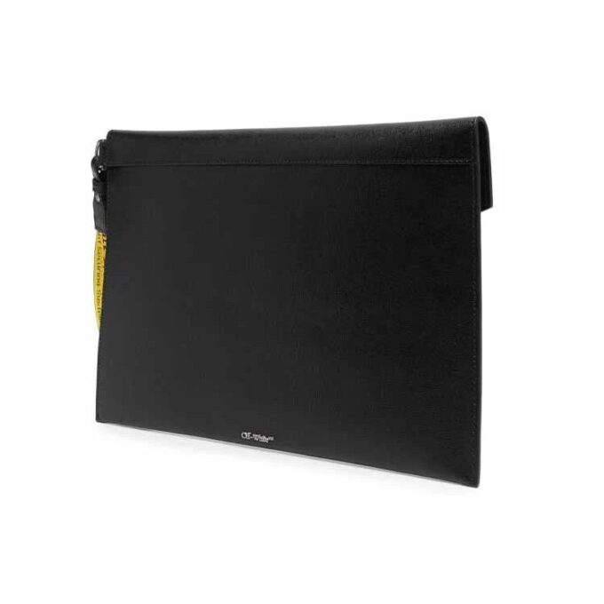 Leather Envelop Handhold Bag Unisex BlackWhite