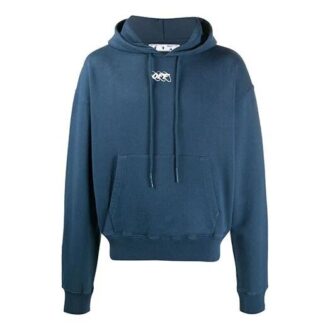 Logo Applique Hooded Sweater Men’ s Blue