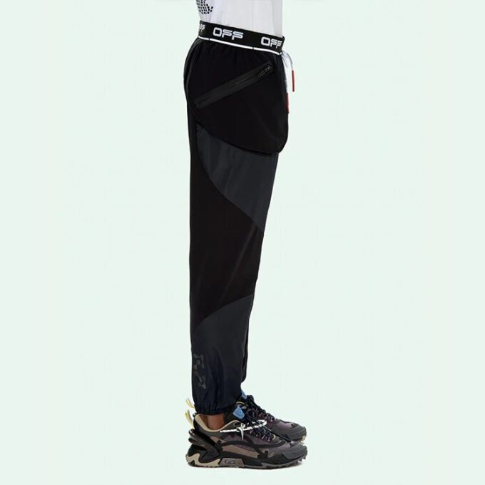 Logo Arrow Printing Drawstring Sports Long Pants Slim Fit Version Black