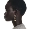 LOGO EARRINGS W/STRASS&PEARLS