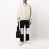 Logo Embroidered Solid Color Long Sleeves Loose Fit Beige