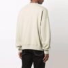 Logo Embroidered Solid Color Long Sleeves Loose Fit Beige
