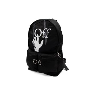 Logo Graffiti Alphabet Printing Zipper Multiple Pockets backpack schoolbag Black