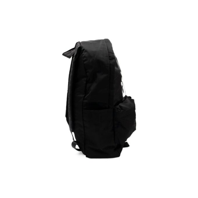 Logo Graffiti Alphabet Printing Zipper Multiple Pockets backpack schoolbag Black