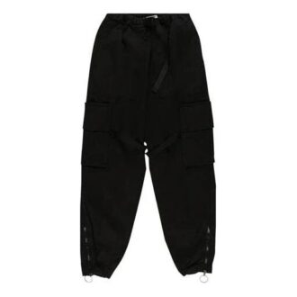 Logo Multiple Pockets Cargo Casual Pants Black