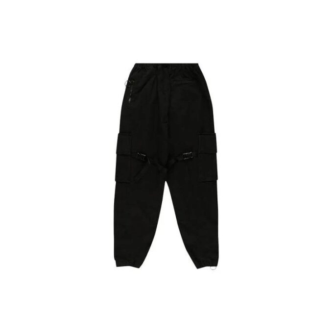 Logo Multiple Pockets Cargo Casual Pants Black