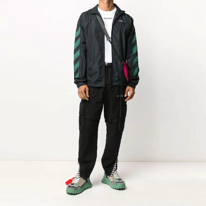 Logo Multiple Pockets Cargo Casual Pants Black