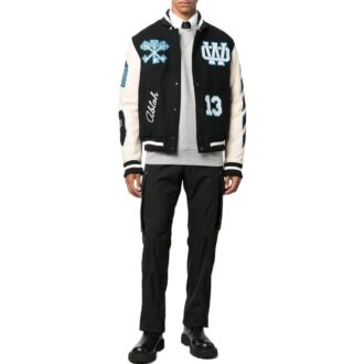 logo patch varsity jacket “Black”