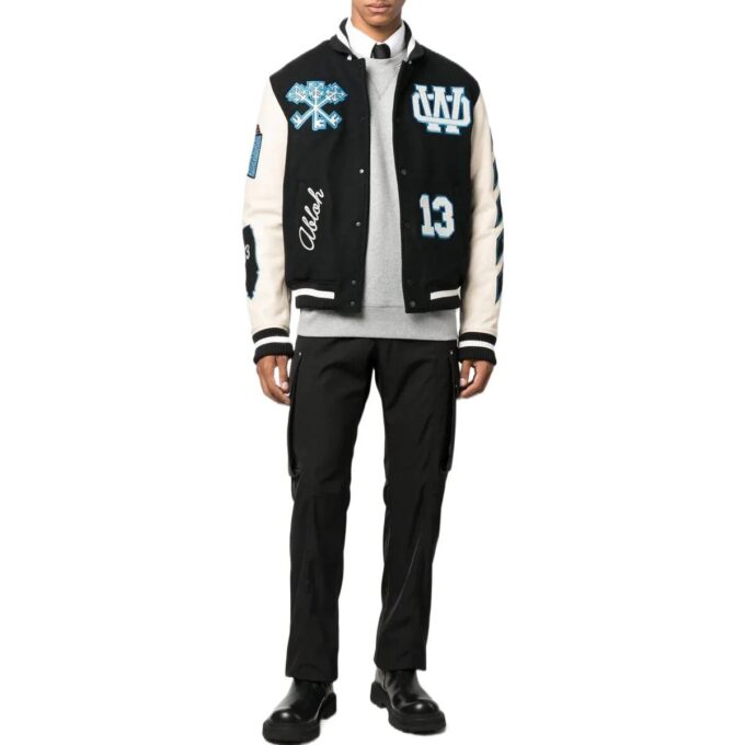 logo patch varsity jacket “Black”