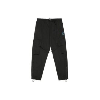 Logo Print Cargo Pants Functional Casual Pants Black
