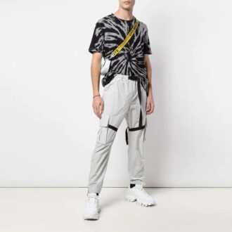 Logo Print Cargo Pants Functional Casual Pants light grey