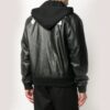 Logo Print Leather Bomber Jacket